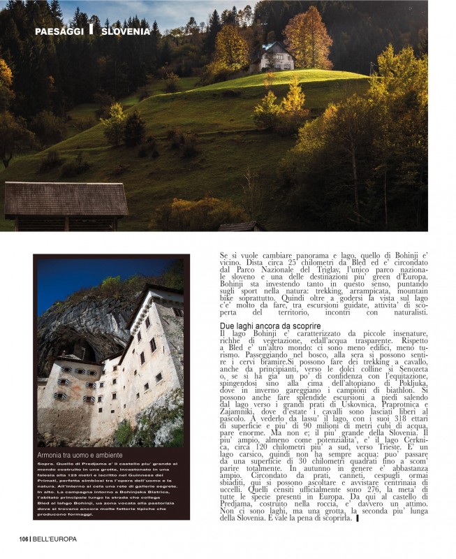 Bell' Europa, Cairo Editore.Slovenia: Autunno sui laghi. Ottobre 2020